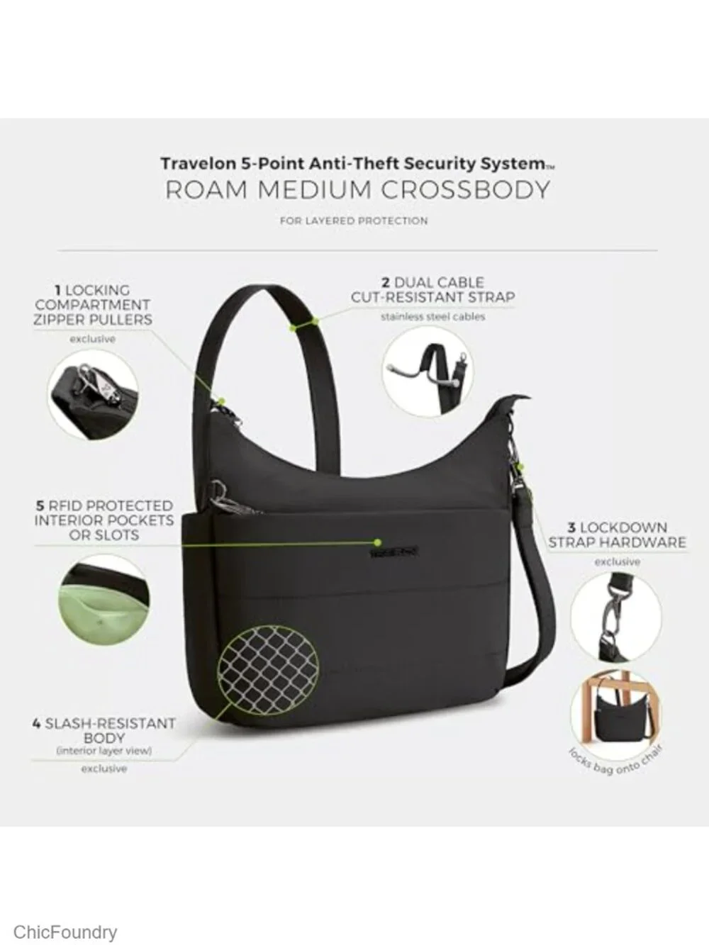 Anti-theft Medium Crossbody with RFID Blocking